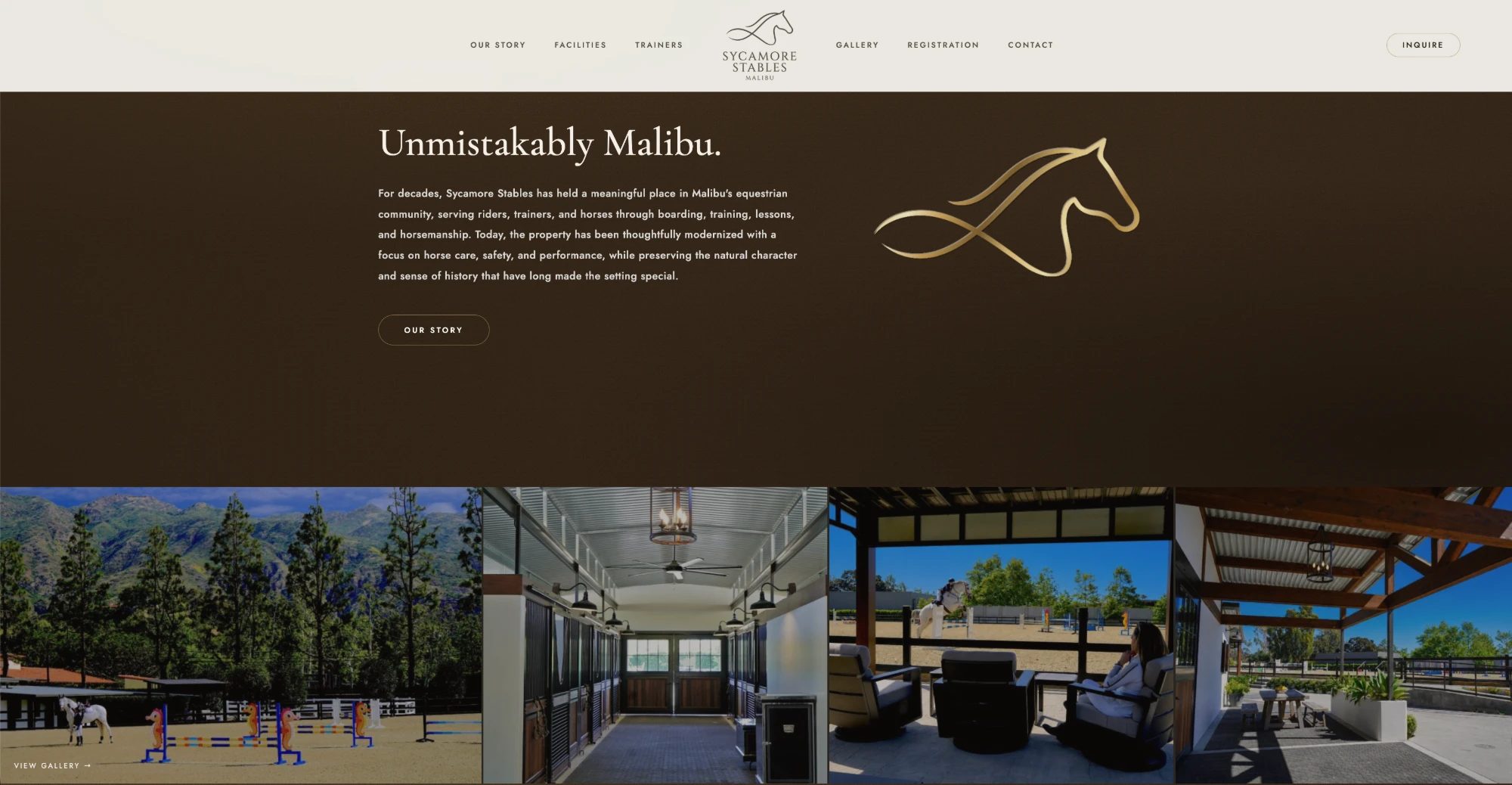 Sycamore Stables Our Story section: Unmistakably Malibu